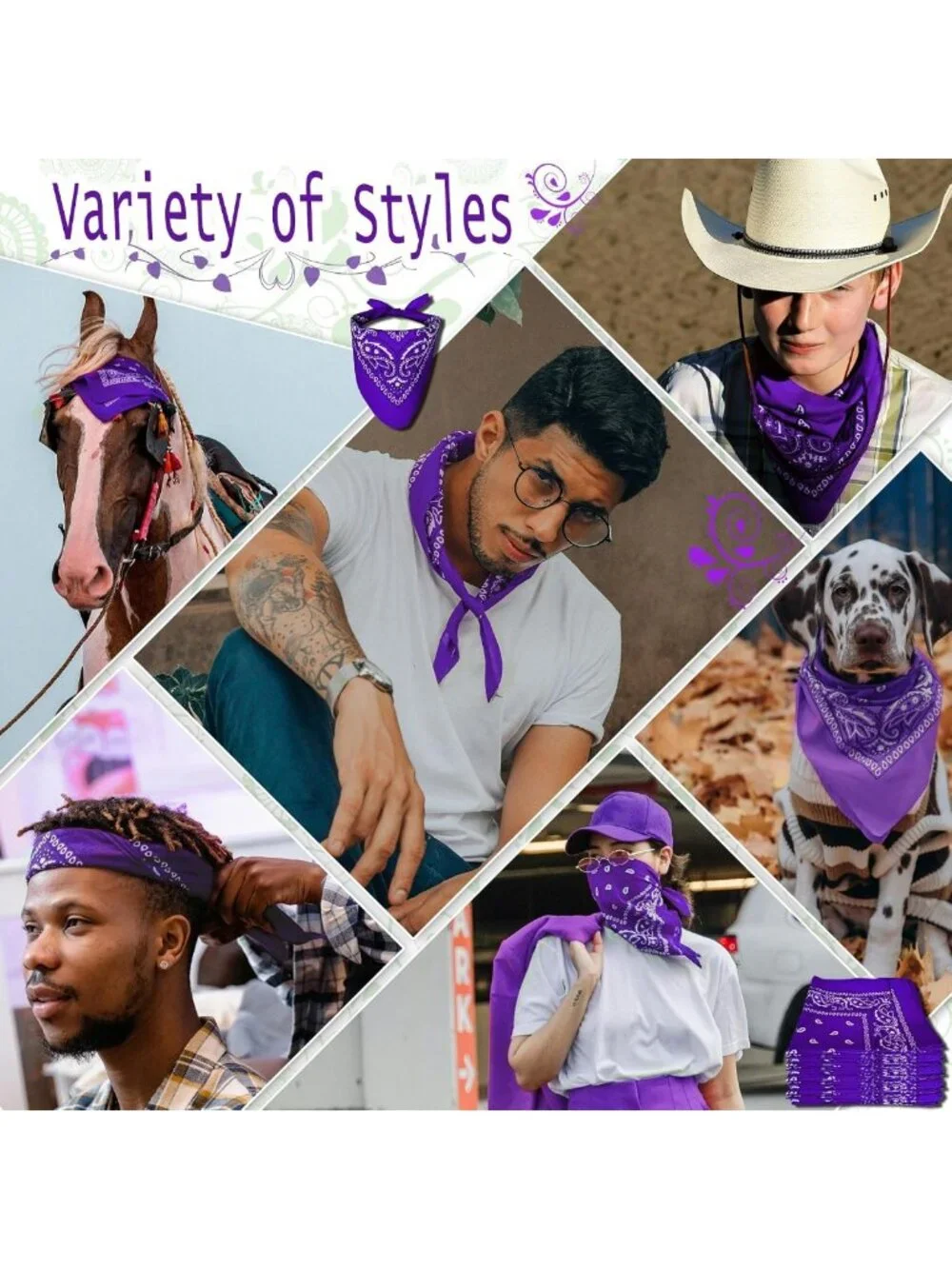 60 Pcs Unisex Paisley Bandanas - Cowboy Scarves, Handkerchiefs & Party Supplies